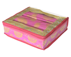 Heart Home Multipurpose Bareque Seamless Design Laminated 2 Rod Bangle Box/Organizer/Case With Tranasparent Top (Pink)-47HH0437