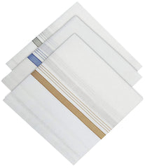 Kuber Industries Lining Design Men's Handkerchiefs|100% Pure Cotton & Pocket Square Hankies|Classic Plaid Pattern Perfect for Gift, Set of 3 (White)