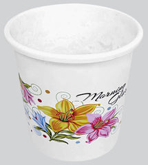 Kuber Industries Printed 4 Pieces Plastic Bucket, Dustbin, Mug & Stool Set (White) (HS39KUBMART023508)