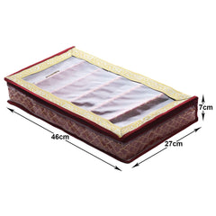 Heart Home Matka Pattern Laminated 6 Rod Box, Organizer For Bangle, Watches, Bracelets, Jewellery With Tranasparent Top (Maroon)-47HH0478
