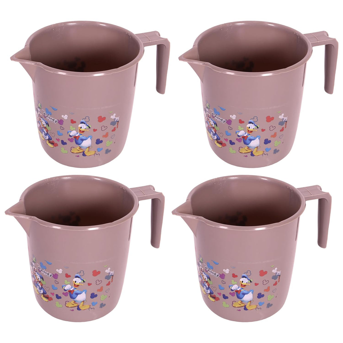 Kuber Industries Disney Team Bathroom Mug | Plastic Bath Mug for Bathroom | Mug for Bathroom | Mug for Toilet | Washroom Jug | 111 Bath Mug | 1 LTR | Pack of 4 | Brown