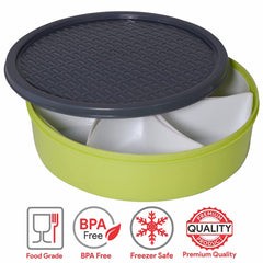 Heart Home Medium Plastic Masala Box with 6 Containers & 1 Spoon (Green)-HS43HEARTH25889