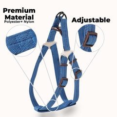 Kuber Industries Dog Harness For Medium Dogs & Leash Set|Premium Metal Hook|Hand Spliced Belt For Added Strength |PDMGL-005-3 |Blue