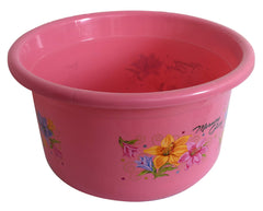 Kuber Industries Bath Tub/Washing Tub|Flower Print & Unbreakable Plastic|Multipurpose, Size 45 x 45 x 25 CM, Capicity 25 LTR (Pink)