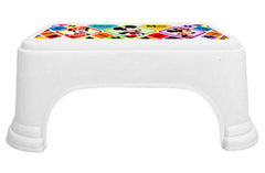 Kuber Industries Disney Mickey Minnie Print Square Plastic Bathroom Stool, Adults Simple Style Stool Anti-Slip with Strong Bearing Stool for Home, Office, Kindergarten (Whte) -HS_35_KUBMARTS17718