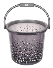Heart Home Tinted Print Plastic Bucket For Home/Kitchen/Office/Shop With Strong Handle, 24 litre (Black)-46HH0344
