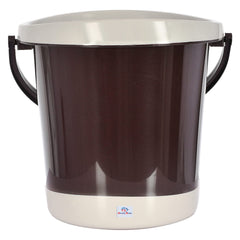 Heart Home Multiuses Plastic Bucket With Handle, 18 litre- Pack of 2 (Brown)-46HH0355