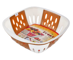 Heart Home Large Multi-Purpose Plastic Storage Baskets for Fruits Vegetables and Kitchen Fridge Dining Table- Pack of 3 (Brown)-HS42KUBMART25392