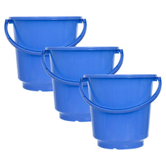 Kuber Industries Bucket|Plastic Bucket for Bathroom|Bucket for Bathing|Unbreakable Bucket with Handle|16 Liter|Pack of 3 (Blue)