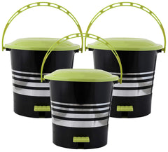 Kuber Industries 3 Pieces Plastic Dustbin Garbage Bin with Handle,10 Liters (Green) -CTKTC38027
