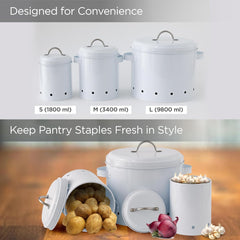 Heart Home Storage Box | Kitchen Stoarge Organizer | Vegetable Basket for Kitchen | Fruit Storage Containers With Handle | KY003WT | S-1800|M-3400|L-9800 | Set of 3 | White