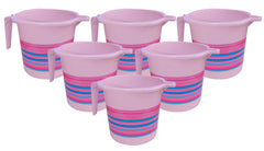 Heart Home Multiuses Plastic Bathroom Mug For Home, Kitchen Use, 1 Litre- Pack of 6 (Pink)