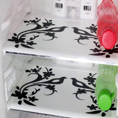 Kuber Industries Birds Design 6 Pieces PVC Refrigerator/Fridge Multipurpose Drawer Mat Set (White) - CTKTC39615