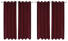 Kuber Industries 4 Pieces Polyester Eyelet Door Curtain 7 Feet (Maroon)-CTKTC14288 (CTKTC014288)