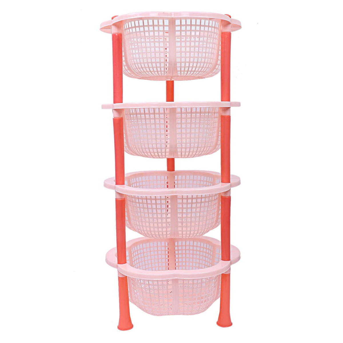 Kuber Industries Plastic 4 Layer Multi-Purpose Kitchen Storage Basket Rack (Beige)-Ctktc13220