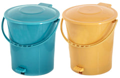 Kuber Industries 2 Pieces Plastic Dustbin Garbage Bin with Handle, 10 Liters (Yellow & Green) - CTKTC034663