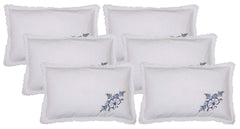 Heart Home Embroidery Design 6 Piece Cotton Pillow Cover Set-17"x27" (White) Luxury Pillow Covers - CTHH07128