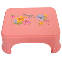 Kuber Industries Floral 3 Piece Plastic Bathroom Stool Set, Pink
