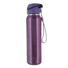 Heart Home Stainless Steel BPA Free Drinking Bottle, Hot & Cold Bottle, Ideal for Sports, Bike, Running, Hiking With Sipper & Push Button on Lid, 500ml (Pruple)-HS_38_HEARTH21735