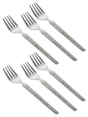 Kuber Industries Cutlery Stainless Steel Dinner Forks with Square Edge, Set of 12 (Silver)