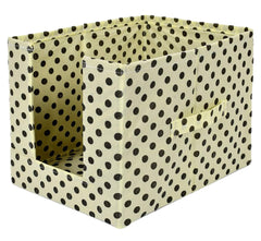 Kuber Industries Dot Printed Non-Woven Foldable Shirt Stacker Closet Organizer With Handles- Pack of 6 (Cream & Black)-HS43KUBMART26564