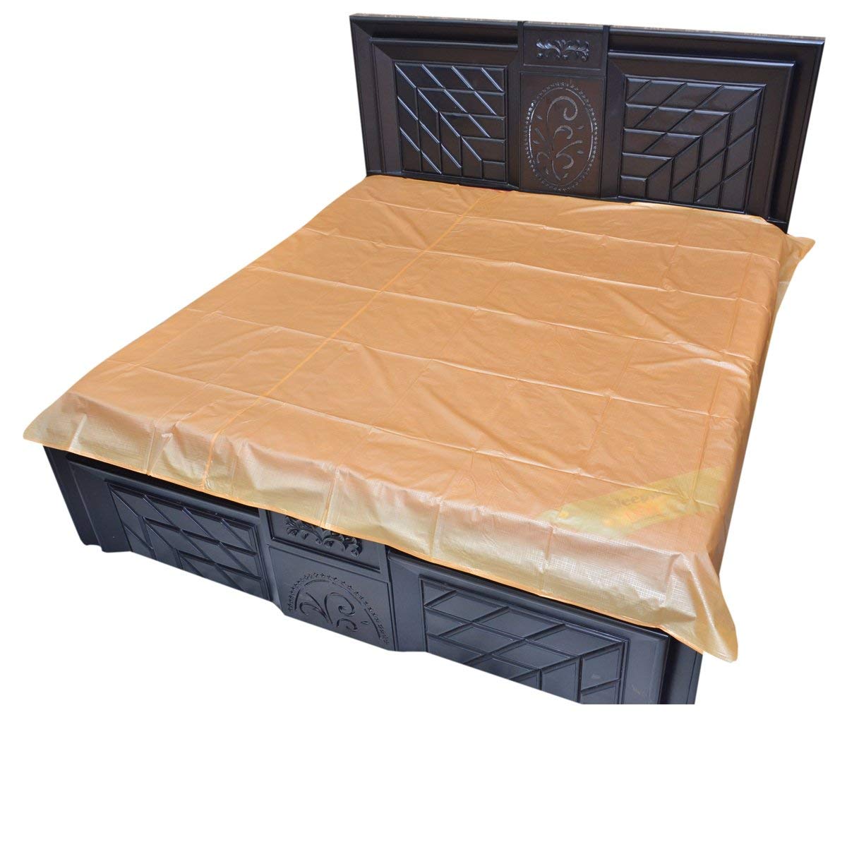 Kuber Industries Floral PVC Cotton Double Mattress Protector, Gold