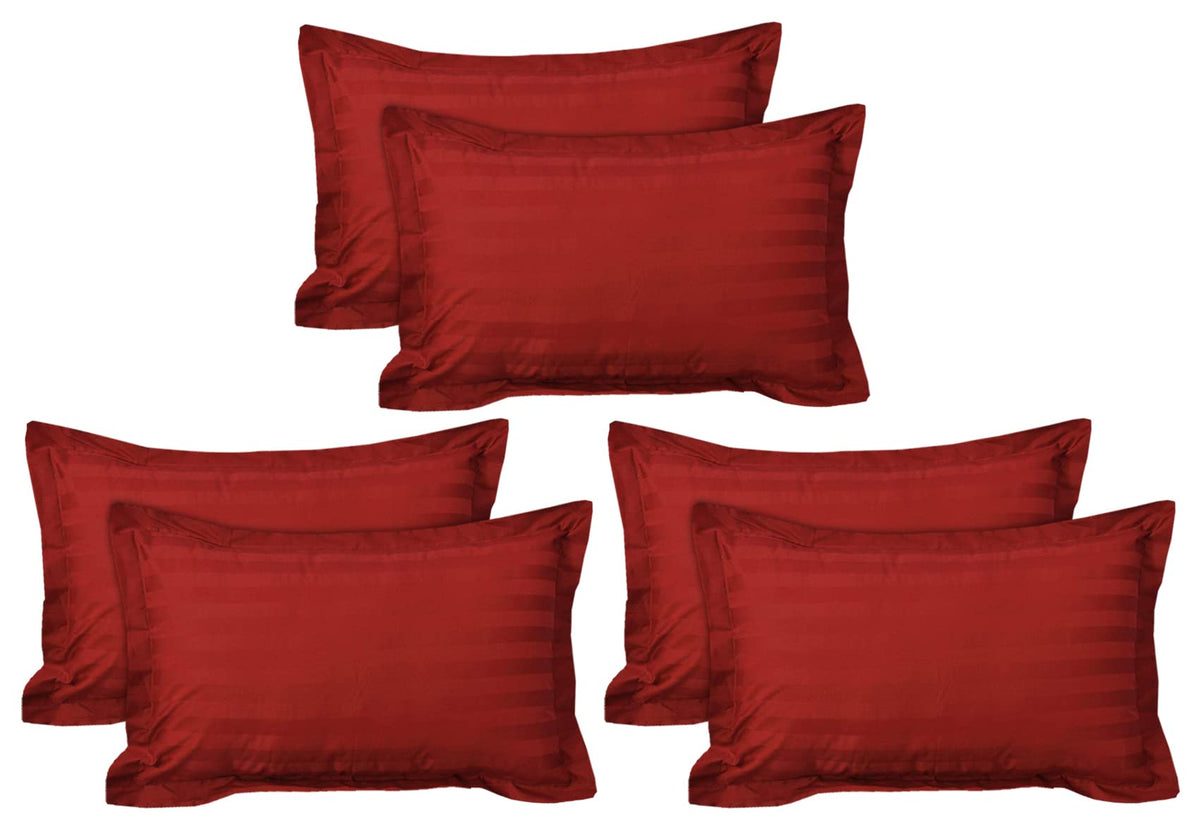 Heart Home Lining Design Cotton Pillow Cover- 18x28 Inch, Set of 6 (Red)-HS43HEARTH26788