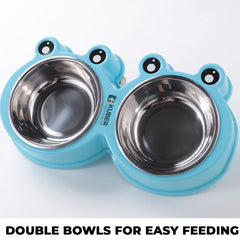 Kuber Industries Dog Food Bowl|Stainless Steel,PVC Material Dog Bowls|Non Slip,Durable,Sturdy,Non Toxic|Perfect Dog Accessories for Indoor & Outdoor Use|A1009B|Blue