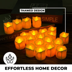 Urbane Home LED Candles for Home Decoration |Battey Operated |Flameless Yellow Light |Safe & Easy to Maintain |Diwali Lights for Home Decoration|B0-001,Pack of 24,(White)