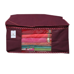 Kuber Industries Non Woven Saree Covers With Zip|Saree Covers For Storage|Saree Packing Covers For Wedding|Pack of 12 (Maroon)