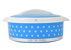 Heart Home Dot Printed Inner Steel Casserole with Lid, 1500ml (Blue)-HS42KUBMART25029