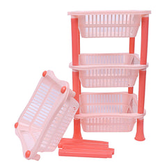 Kuber industries Plastic 4 Layer Multi-Purpose Kitchen Storage Basket Rack (Beige)-CTKTC25258