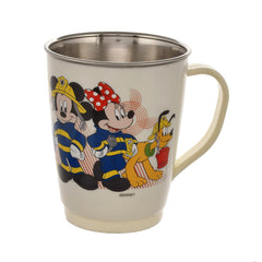Kuber Industries Disney Printed Food Grade BPA Free Tea/Coffee Mug for Coffee Tea Cocoa, Camping Mugs with Lid, Pack of 3 (Light Grey & Cream & Grey)