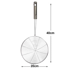 Heart Home Puri Strainer|Stainless Steel Jhar for Cooking & Frying|Versatile Deep Fry Chalni with Handle for Kitchen|20 cm|Pack of 2 (Silver)