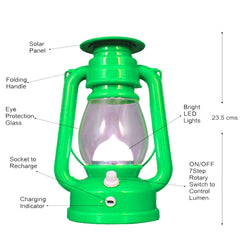 Kuber Industries 2 Pieces Solar Lantern Emergency Light - Rechargeable, Portable - Travel Camping Lantern - Red & Green-CTKTC22914