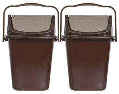 Kuber Industries Plastic Dustbin, Trashbin, Wastebin For Kitchen, Bathroom, Office Use With Swing Lid With Handle, 7 Liter- Pack of 2 (Yellow & Grey)-47KM0852