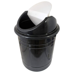 Kuber Industries Plastic 3 Pieces Medium Size Swing Dustbin/Swing Garbage Bin/Waste Bin, 10 Liters (Black & White)-KUBMART10219