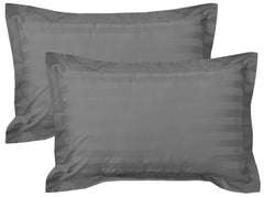 Kuber Industries Cotton Luxurious Pillow Cover|Ultra Soft Satin Striped Pillow Case|Breathable & Wrinkle Free |Pack of 2(Grey)