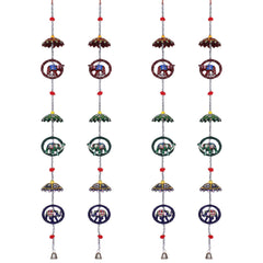 Kuber Industries Umbrella Shape Door Hanging Windchimes Pairs |3 Paper Mache & 3 Elephants for Home Decoration,Pack of 2 (Multicolor)