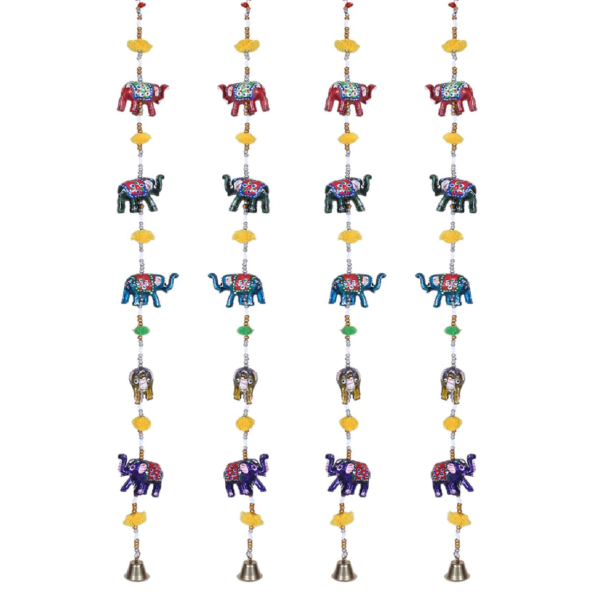 Kuber Industries Handcrafted Elephant Door Latkan with Bells|Rajasthani Traditional Hanging Windchimes Pair for Home Decoration,Pack of 2 (Multicolor)
