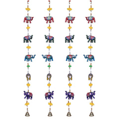 Kuber Industries Handcrafted Elephant Door Latkan with Bells|Rajasthani Traditional Hanging Windchimes Pair for Home Decoration,Pack of 2 (Multicolor)