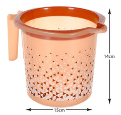 Kuber Industries Tinted Print Plastic Bathroom Mug 1.5 Litre Pack of 4 (Brown)-46KM0231