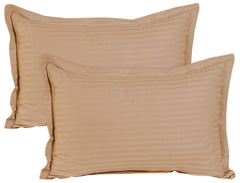 Kuber Industries 2 Pieces Cotton Luxurious Satin Striped Pillow Cover Set-17"x27" (Light Brown) - CTKTC040321, 200 TC