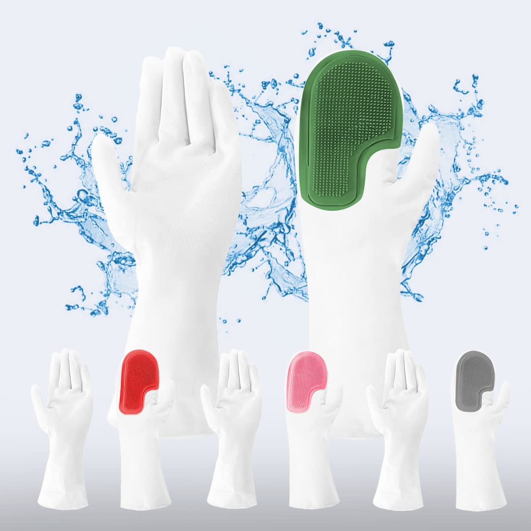 Kuber Industries Multi-Purpose Silicon Gloves for Kitchen Cleaning, Pet Grooming & Gardening|Reusable Gardening Gloves|Heat Resistant for Better Protection|Non-Slippery & Durable |MS-2010|Green