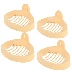 Heart Home Soap Holder|Sink Soap Holder|Plastic Wall Mounted Soap Holder|Oval Shape Self Draining Soap Dish for Bathroom|Pack of 4 (Cream)