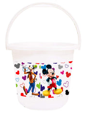 Kuber Industries Disney Team Mickey Print 4 Pieces Unbreakable Virgin Plastic Bathroom Bucket With Mug Set- Cream & White, (2 Pc 16 LTR Bucket & 2 Pc 500 ML Mug) -HS_35_KUBMARTS17514