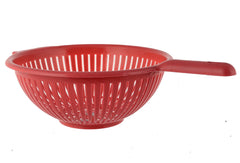 Heart Home Multifunctional Plastic Drain Strainer, Colander, Washing Basket for Home Kitchen Supplies with Handle (Red)-50HH01837