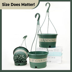 Kuber Industries Plastic Flower Pot|Indoor & Outdoor Hanging Planter|Durable & Lightweight|Water Drainage Holes|Hanging Pots for Plants Balcony Railing|Office Decor|Small|DP-1612|Set of 3|Green