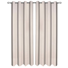 Kuber Industries 2 Piece Polyester Eyelet Door Curtain 7 Feet (Cream)-CTKTC014185