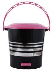 Kuber Industries 2 Pieces Plastic Dustbin Garbage Bin with Handle,10 Liters (Pink) -CTKTC38013